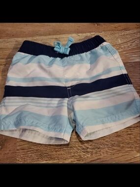 First Impressions Blue & Navy Striped Swim Shorts